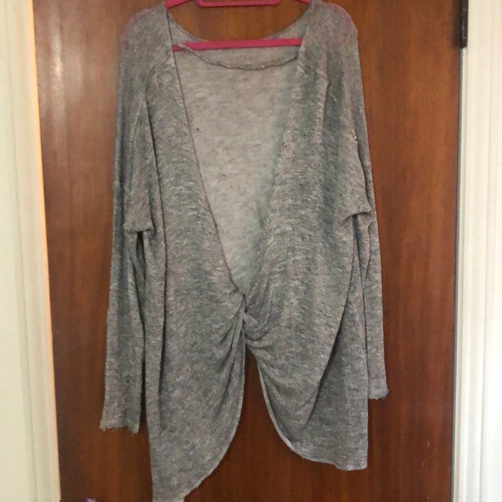 FREE PEOPLE oversized open back soft gray sweater!